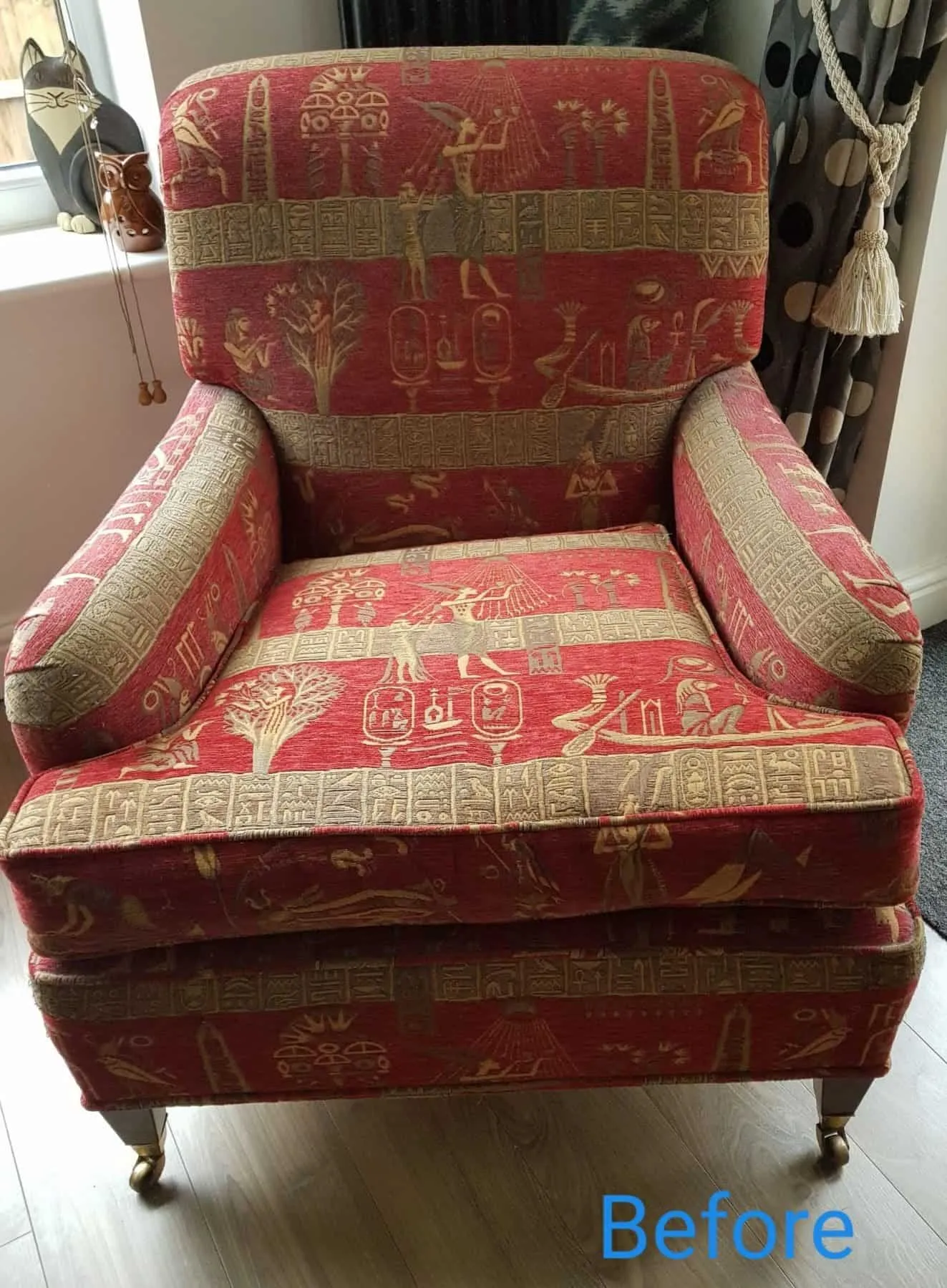 Armchair in a bold geometric, before