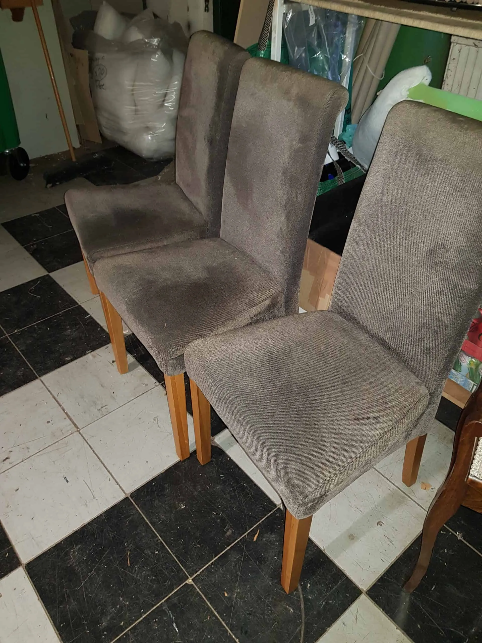 Dining chairs re-covered, before