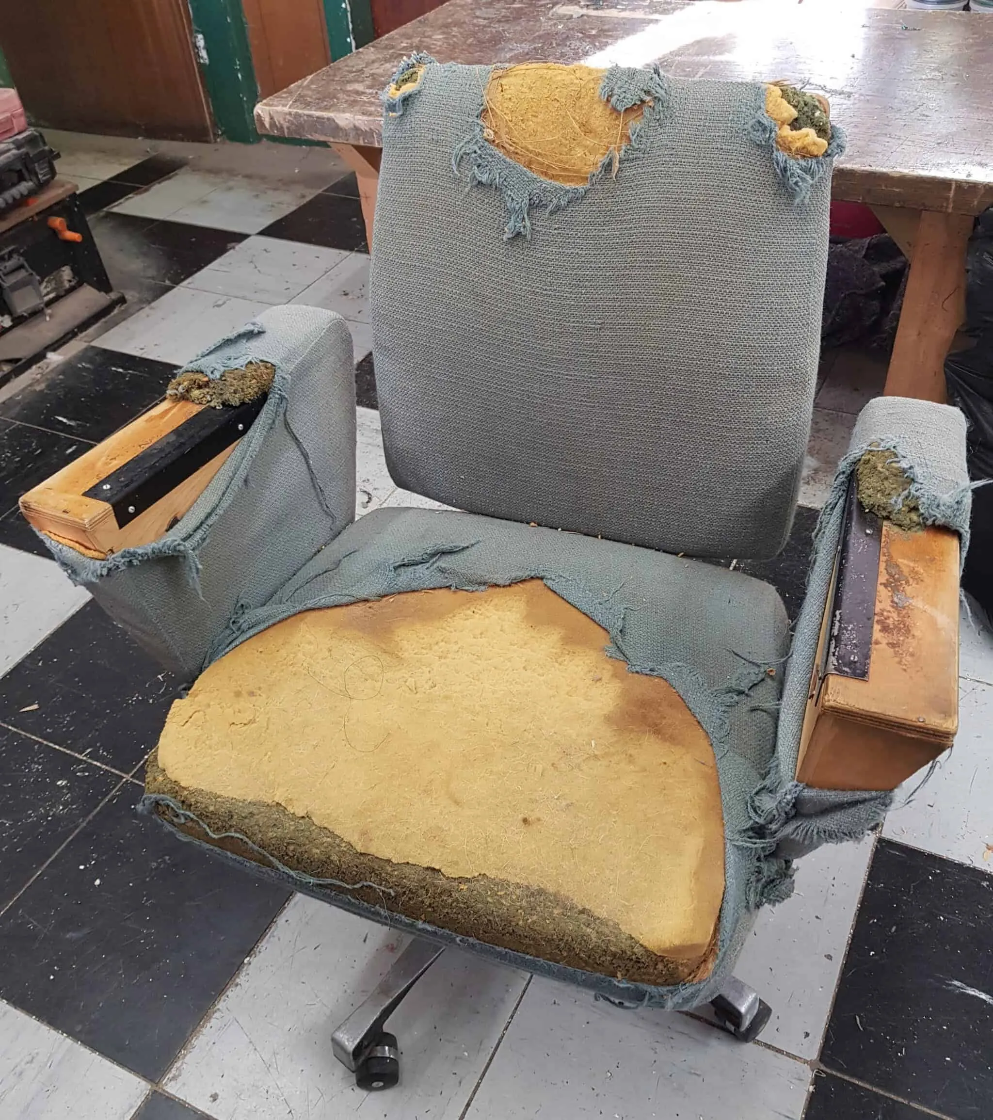Mid-century swivel chair, before