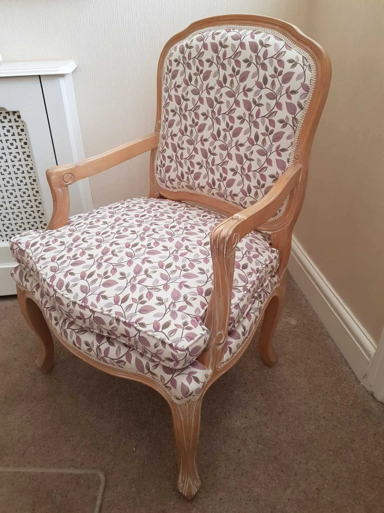 Carved French-style armchair, after
