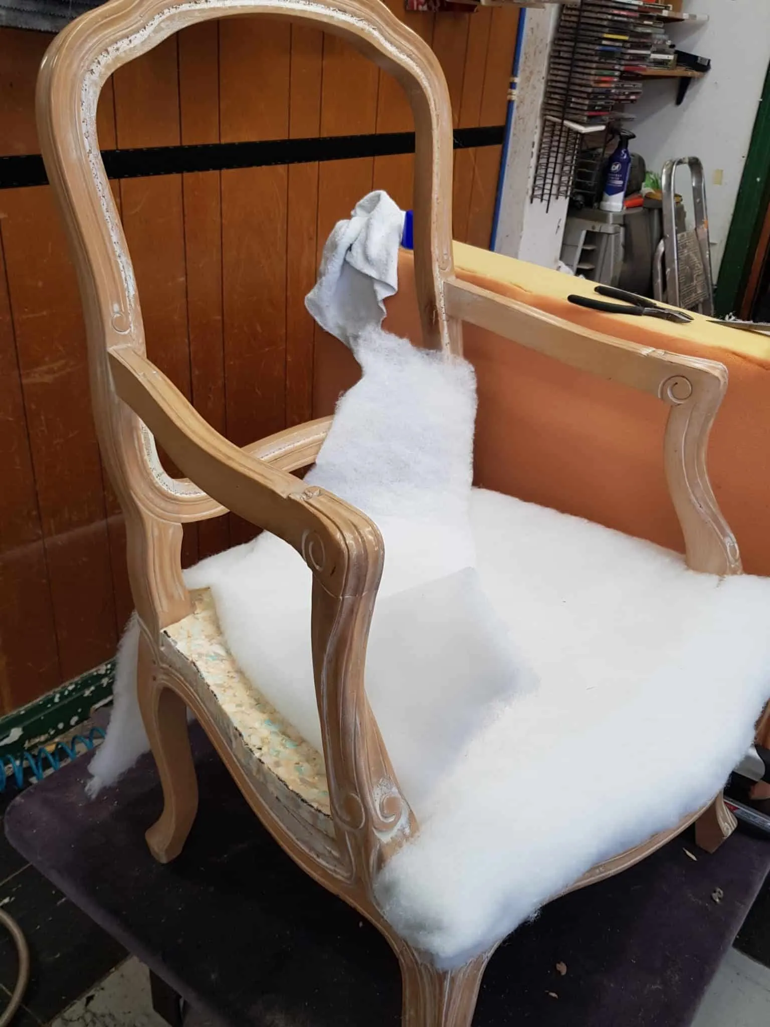 Carved French-style armchair, before